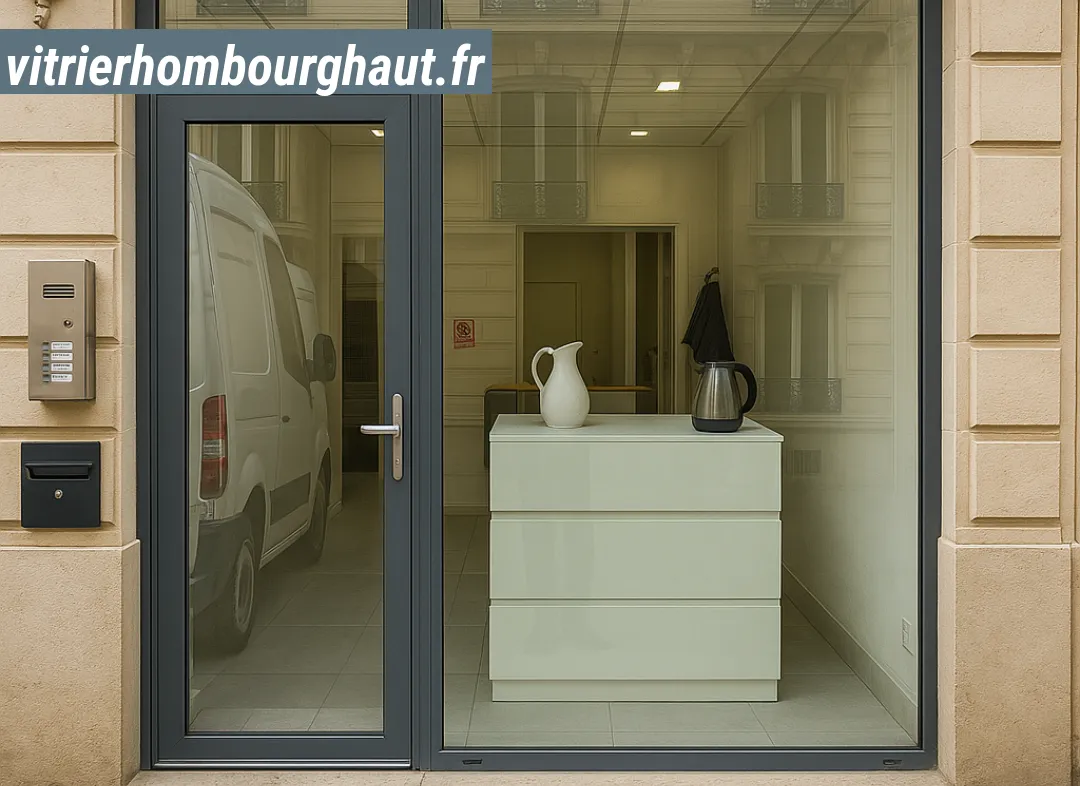Façade vitrine de magasin en aluminium sur mesure à Hombourg-Haut
